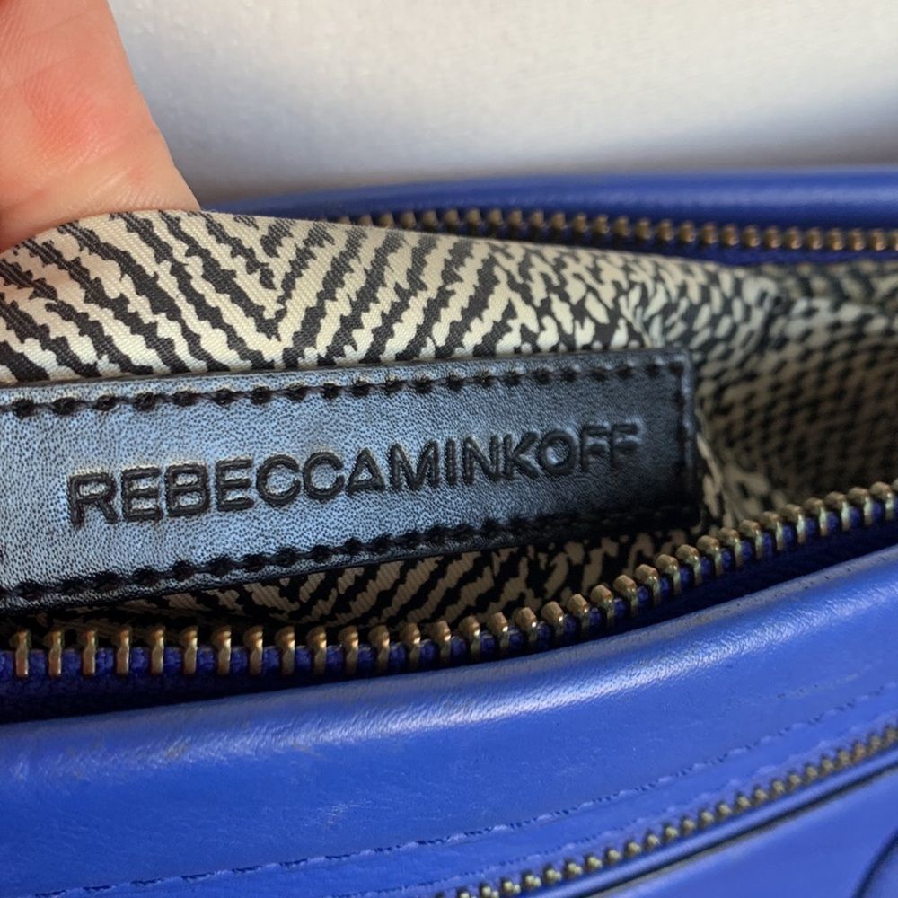 Rebecca Minkoff Purse Crossbody Bag Blue Leather Black Chain Small Medium Used - Picture 8 of 9